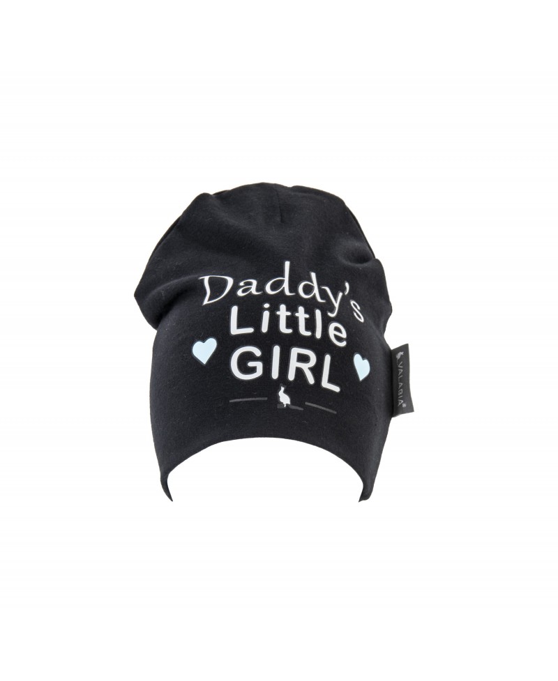 Czapka bawełniana dla niemowlaka i starszaka „Daddy’s little GIRL” Czarna