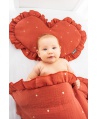 Pościel muślinowa dziecięca – poduszka serce + kołderka Papryka