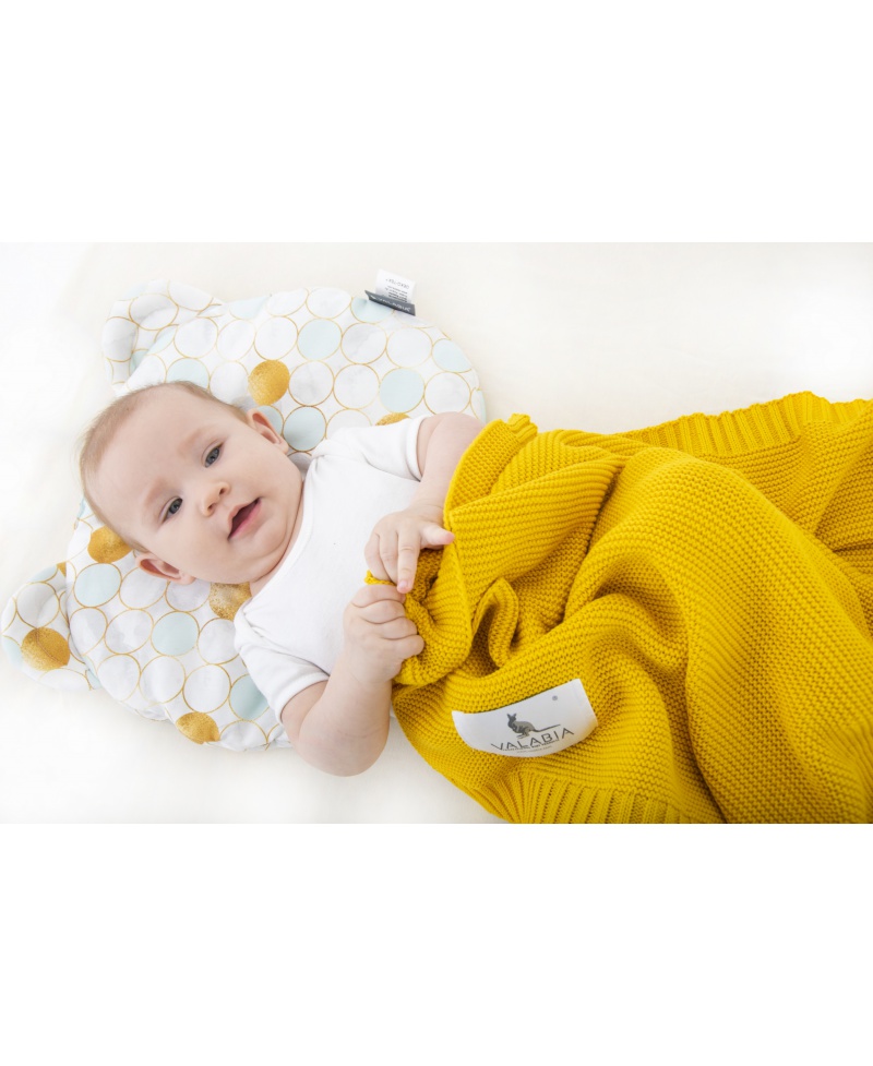 Bamboo knitted baby and toddler blanket Mustard
