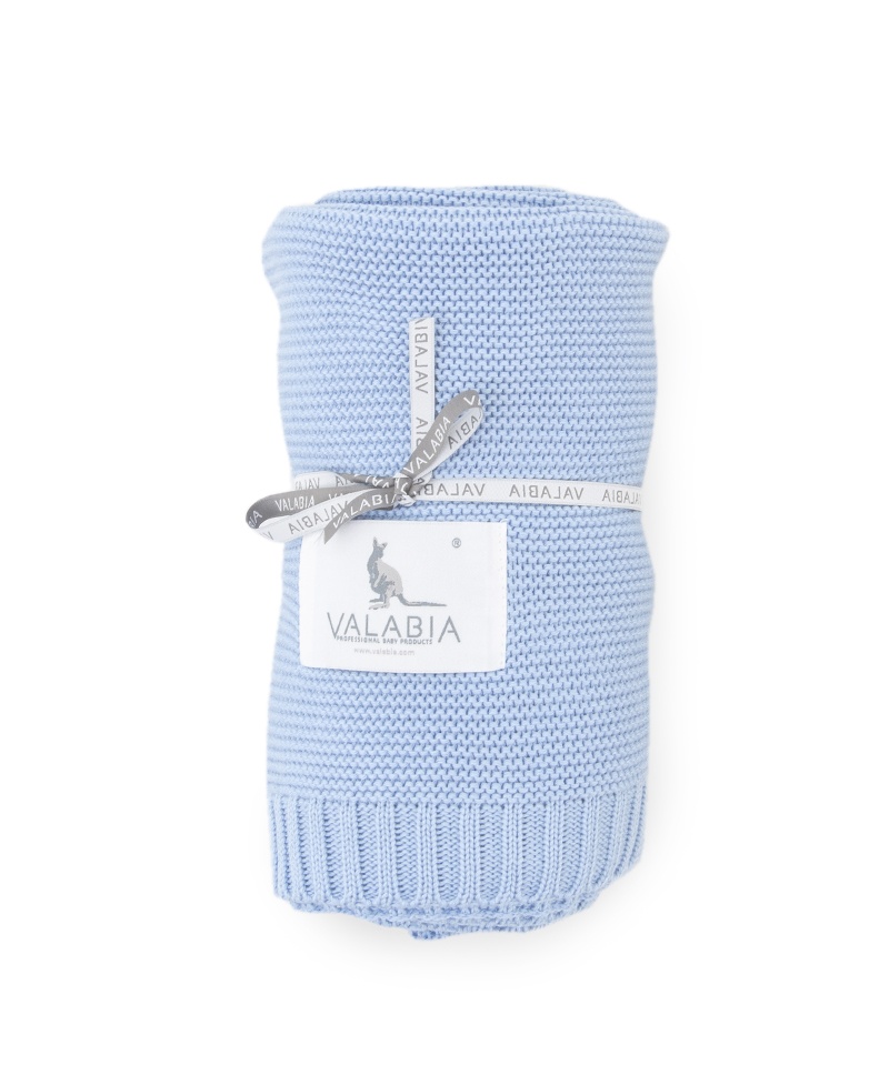 Bamboo knitted baby and toddler blanket Baby Blue