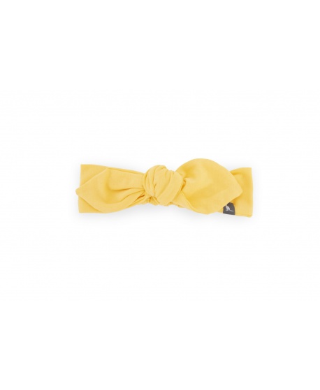 Opaska bawełniana z kokardą, na gumce Mama & Córka Żółta